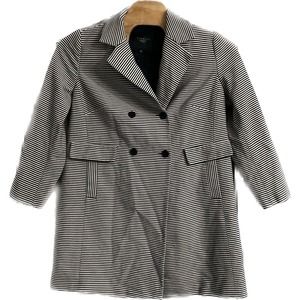 TALBOTS‎ Womens Double Breasted Striped Dress Coat Size 18W Navy Blue White